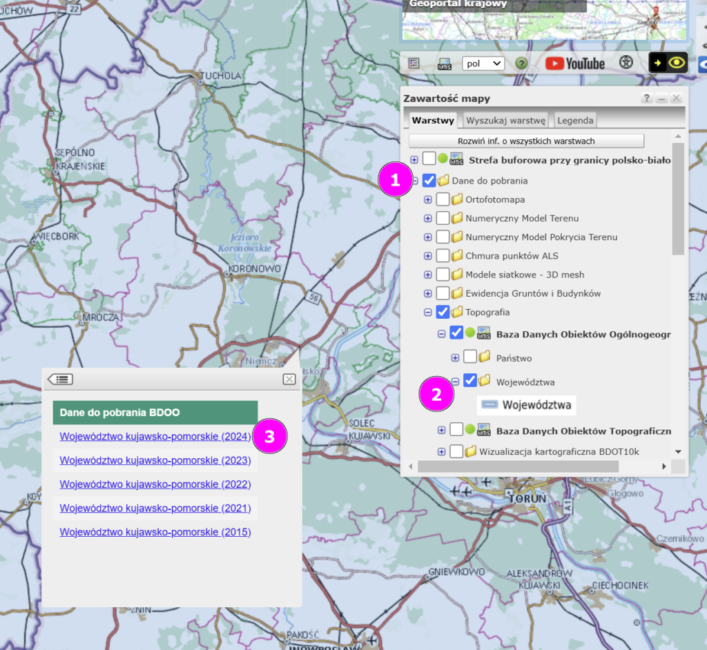 QGIS Pobieranie danych BDOO z mapy.geoportal.gov.pl